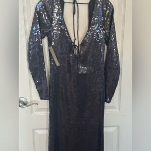 Anthropologie Midnight Sequin Gown